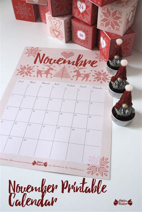 November Printable Calendar And Advent Calendar Papier Bonbon