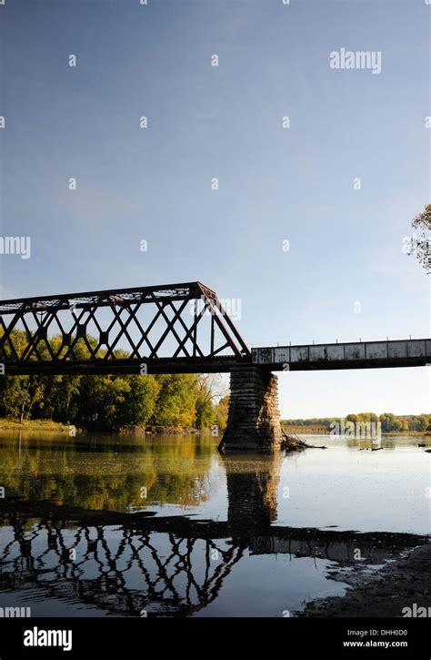 Railroad Bridge Over The Wabash River West Lafayette Indiana Stock