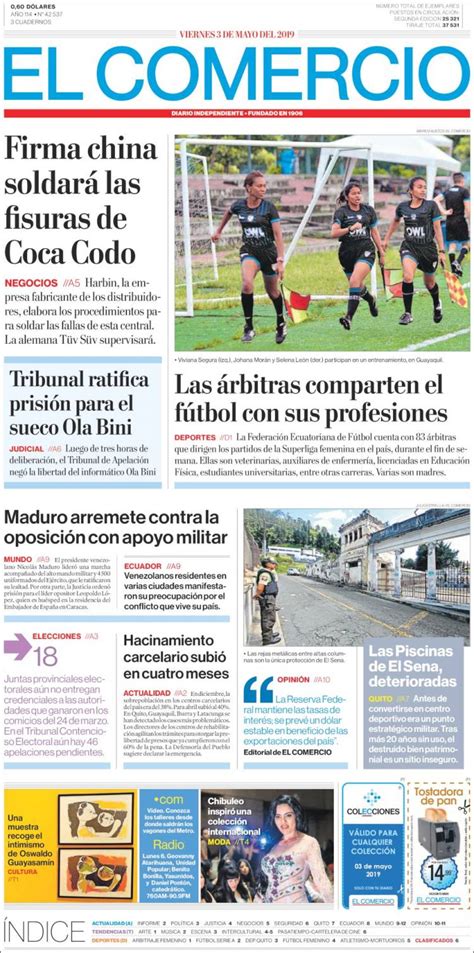 Mister chip revela que perú es el equipo con más expulsados en eliminatorias. Portada Viernes 03 de Mayo-El Comercio (Ecuador) | ALnavío ...
