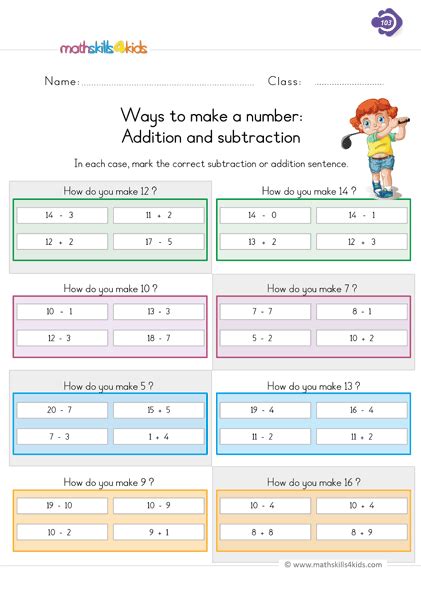 Numbers And Operations Worksheets For 1st Grade