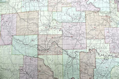 Huge 1903 Antique Railroad Map Of Oklahoma Guthrie Muskogee Etsy