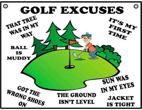 Golf Excuses Funny Cartoon Sports Joke Metal Sign For Indoor