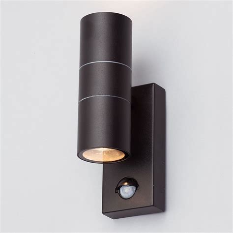 Kenn 2 Light Outdoor Up And Down Wall Light With Pir Sensor Black