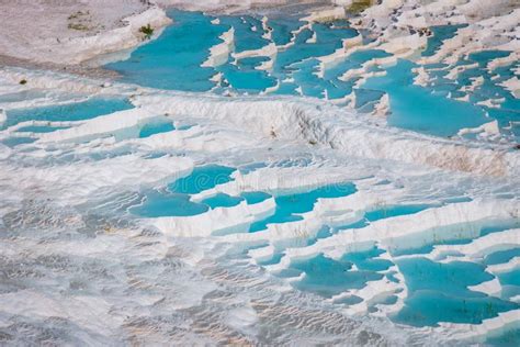 Natural Travertine Pools And Terraces In Pamukkale Cotton Castle In