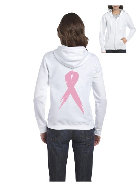 iwpf pink ribbon breast cancer awareness women s full zip hooded sweatshirt