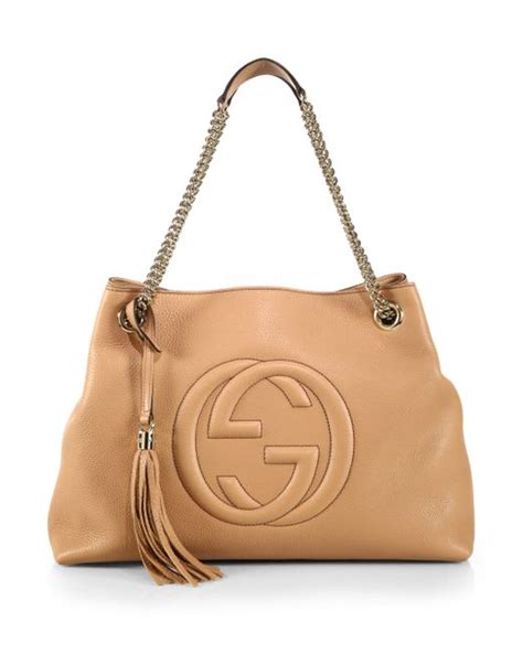 Gucci Soho Leather Shoulder Bag In Brown Camelia Lyst