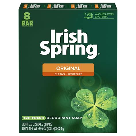 Irish Spring Original Deodorant Bar Soap 37 Ounce 8 Bar Pack