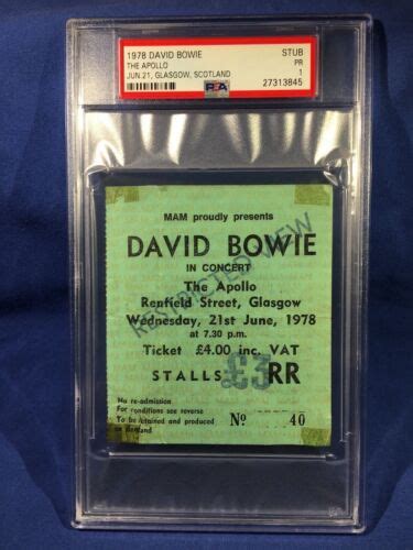 1978 David Bowie Concert Ticket The Apollo Glasgow Scotland Psa Ebay