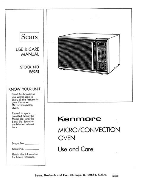 kenmore microwave oven user manual 60 pages original mode