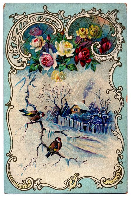 Victorian Clip Art Beautiful Winter Scene French Frame