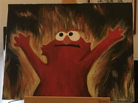Meme Elmo Painting Painting Memes Funny Paintings Canvas Drawings