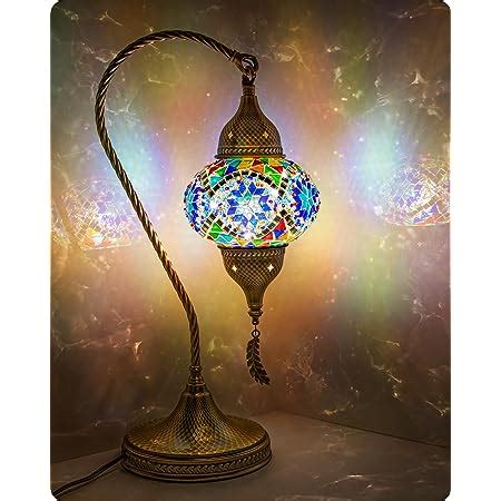 Demmex Turkish Moroccan Mosaic Table Lamp Swan Neck Handmade Desk