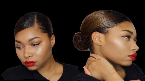 Hair Buns Middle And Side Part Sleek Low Buns Keyera Michelle Youtube