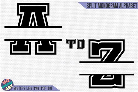 Varsity Split Monogram Alphabet Svg 26 Split Letters So Fontsy