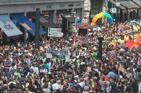 London Pride Capital Bursts With Rainbow Colours Daily Mail Online