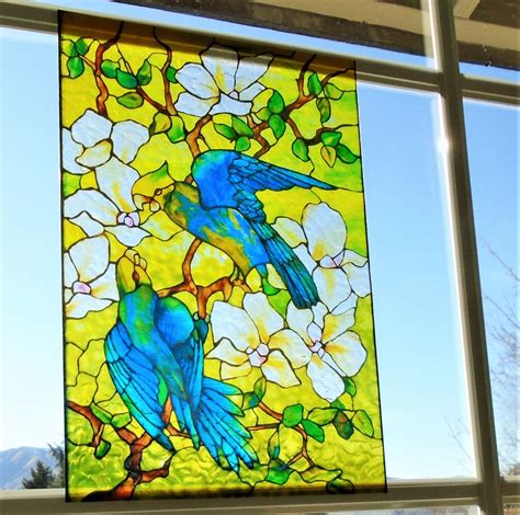 Tiffany Stained Glass Birds Window Cling Suncatcher Etsy In 2021