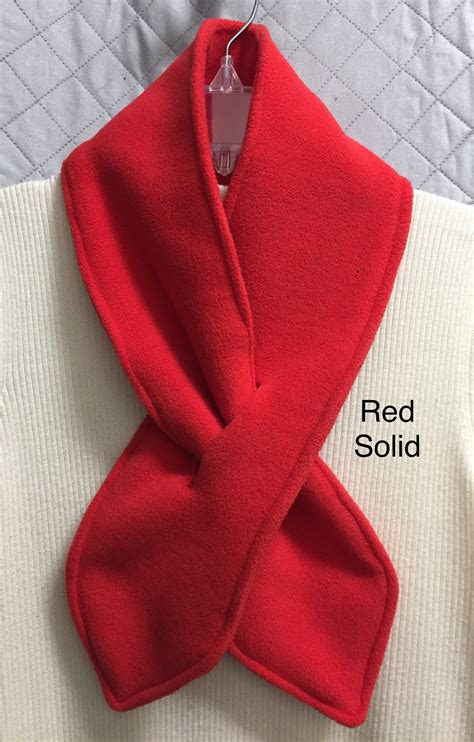 Red Fleece Scarf Pull Through Scarf Short Winter Cozy Scarf Keyhole Scarf T Man And