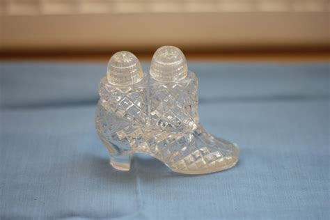 Vintage Cut Crystal Slipper With Crystal Salt And Pepper Shakers Etsy