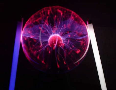 Inside the ball is a coil of wires that have electrons going through them oscillating at a very high frequency. Plasma DIY - HOWTO Play with your Plasma Ball!