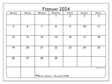 Kalender Februari 2024 51mz Michel Zbinden Sr