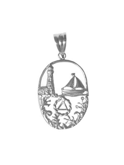 Alcoholics Anonymous Sterling Silver Pendant Aa Symbol In A Seascape