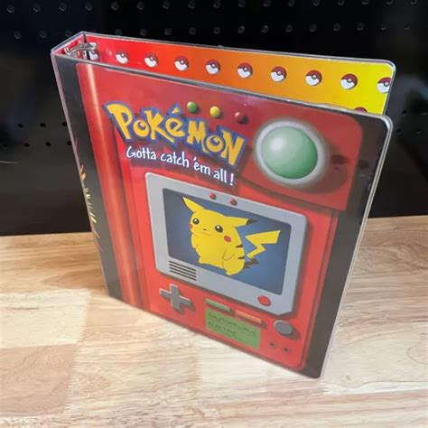 Vintage Pokemon Pokedex Tcg Card Binder 1999 Nintendo Pikachu Meowth