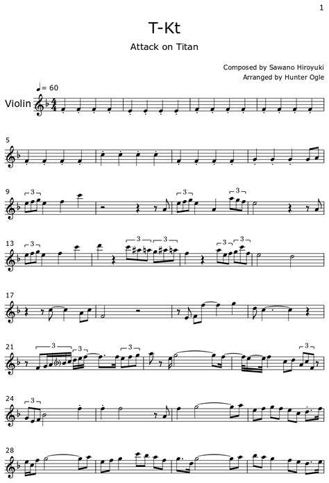 t kt sheet music for violin