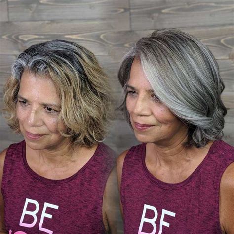 5 Ideas For Blending Gray Hair With Highlights And Lowlights In 2020 Blending Gray Hair Hair