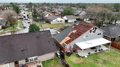 Drone Video Captures Images Of Damaged Neighborhood Near Houston
