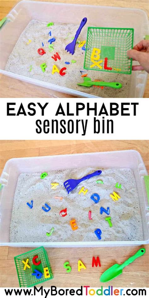 Easy Alphabet Sensory Bin For Toddlers Pinterest My Bored Toddler