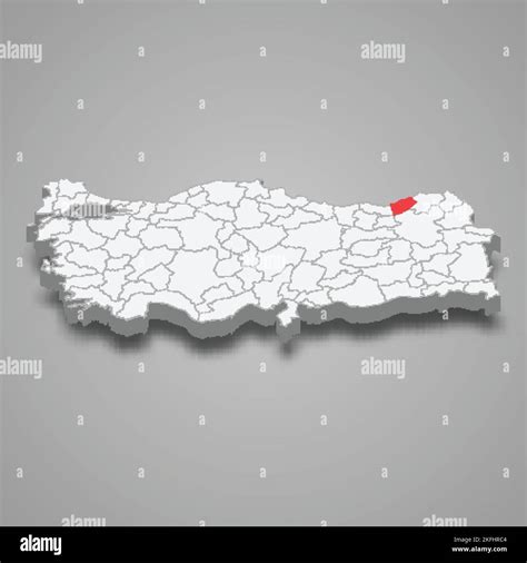 Rize Region Location Within Turkey 3d Isometric Map Stock Vector Image