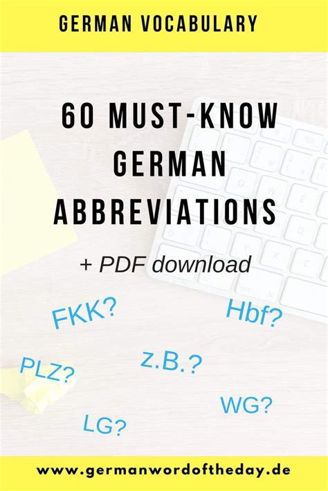 Common German Abbbreviations German Shortenings German Language