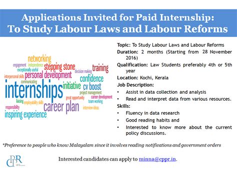 Applications Invited For Paid Internship To Study Labour Laws And