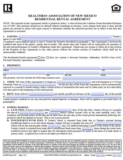 Printable New Mexico Lease Agreement Printable Form Templates And Letter