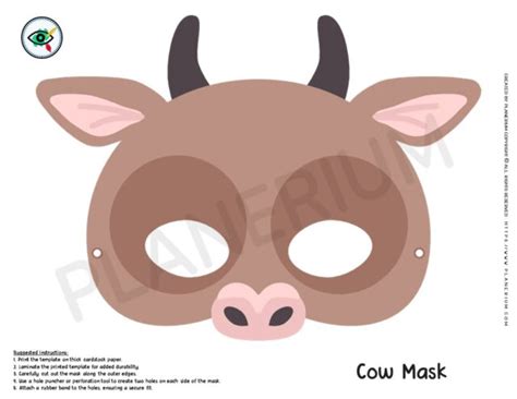 Colorful Printable Cow Mask Template For Kids