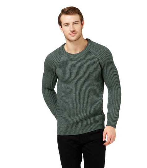 Woolovers Mens Pure Wool Fishermans Rib Crew Neck Jumper Sweater