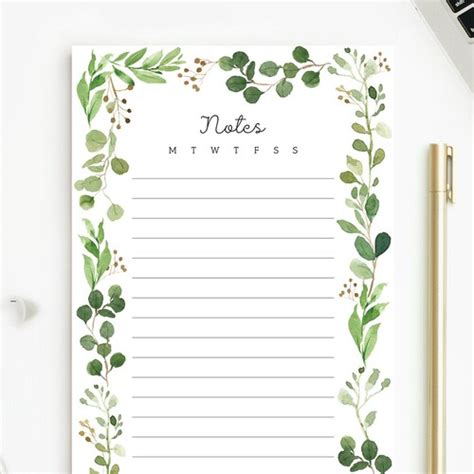 PRINTED Greenery To Do List Notepad Tear Off Pad Memo Pad Etsy