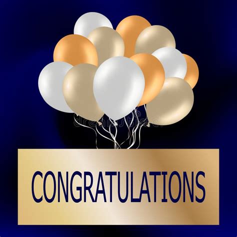 Congratulations Card With Cute Colorful Balloons Festive Blue B Stock