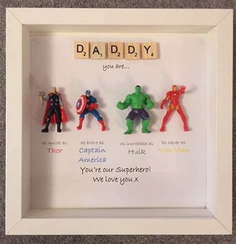 Your father was your role model and has been giving you this is a great birthday gift for a newbie dad as well as his baby. Avengers style Superhero figures frame gift. Ideal for dad ...