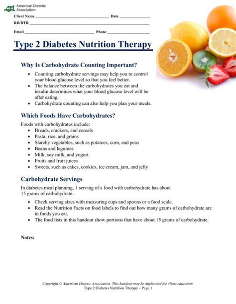 Type 2 Diabetes Nutrition Therapy Nutrition Care Manual