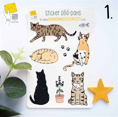 Printable Cat Stickers Cute Cat Stickers Cat Lover Stickers Etsy Cats