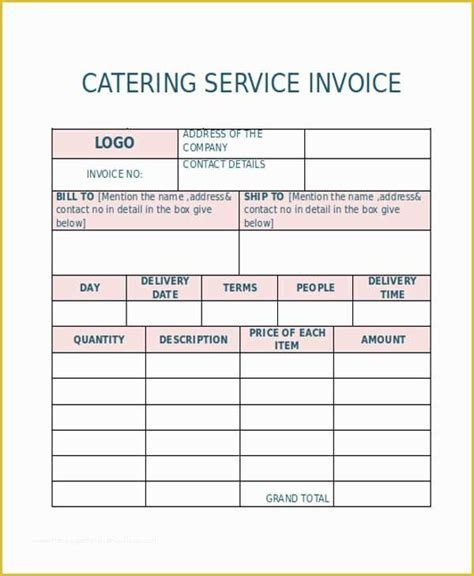 Free Printable Catering Invoice Template Of 6 Catering Receipt