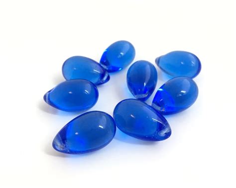 Cobalt Blue Teardrop Bead Glass Teardrop Bead Blue Drop Etsy Australia