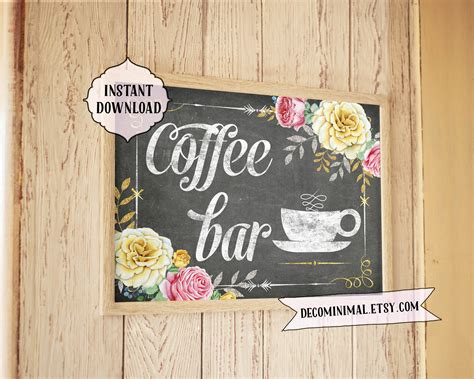 Coffee Bar Sign 11x14 8x10 Chalkboard Instant Download Etsy