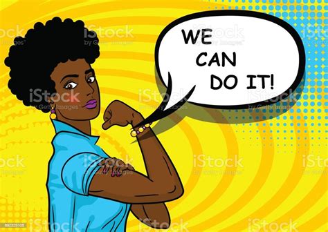 Black Africanamerican Woman We Can Do It Stock Illustration Download
