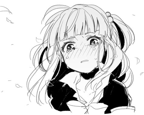 Safebooru 1girl Blush Bow Crying Crying With Eyes Open Hair Bobbles Hair Ornament Monochrome