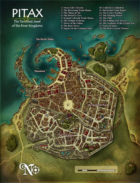 City Map For Pitax City On The Pathfinder Roleplaying Game Located In