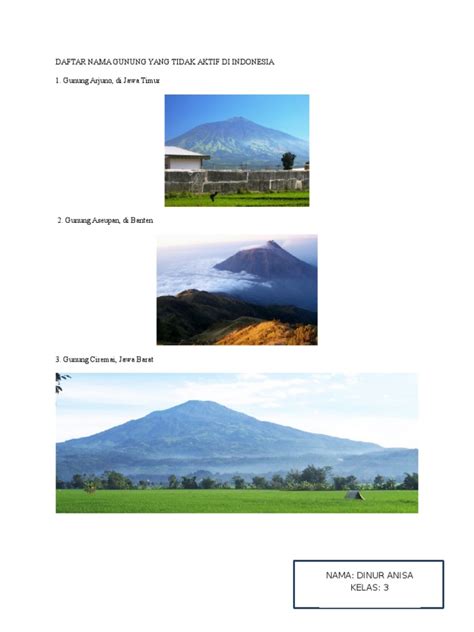 Daftar provinsi di indonesia ini pun tersebar di seluruh penjuru indonesia. Daftar Nama Gunung Yang Tidak Aktif Di Indonesia
