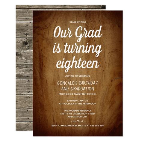 Combined Graduation 18th Birthday Party Rustic Invitation In 2020