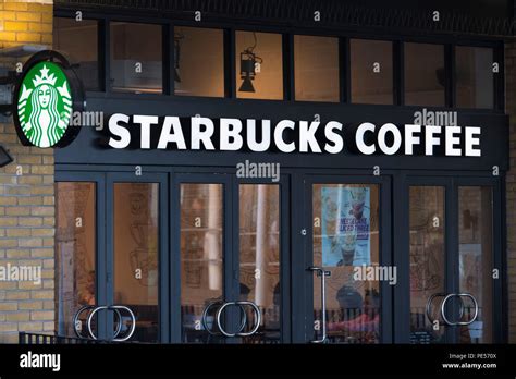 Starbucks Coffee Shop Sign Logo Stock Photo Alamy